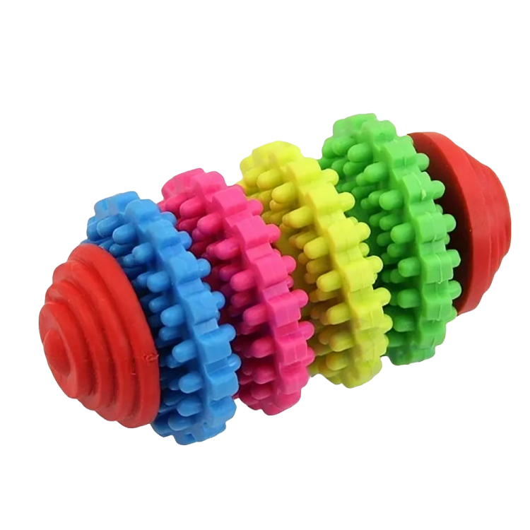 Rubber Durable Dog Chew Rainbow Gear Toy – Indestructible and Engaging